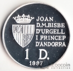 Андорра 1 динер 1997 Евро