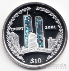 Брит. Виргинские острова 10 долларов 2002 Теракт 11 сентября 2001