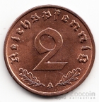 Германия 2 пфеннига 1938 A