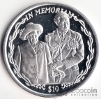 Брит. Виргинские острова 10 долларов 2002 In Memoriam - Елизавета и Филипп