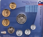 Словения набор 7 монет 1993-2001 с жетоном 1 евро (блистер)