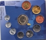Чехия набор 9 монет 1993-2004 с жетоном 1 евро (блистер)
