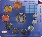 Чехия набор 9 монет 1993-2004 с жетоном 1 евро (блистер)