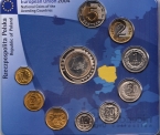 Польша набор 9 монет 1994-2002 с жетоном-1 евро(блистер)