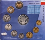 Польша набор 9 монет 1994-2002 с жетоном-1 евро(блистер)
