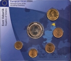 Эстония набор 5 монет 1991-2001 С жетоном - 1 евро (блистер)