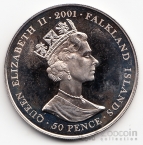Фолклендские острова 50 пенсов 2001 Правители - Королева Виктория