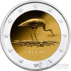 Латвия 2 евро 2015 Аист (карта)