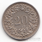 Швейцария 20 раппенов 1884
