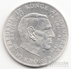 Дания 10 крон 1972 Коронация королевы Маргрет