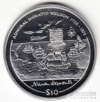 Брит. Виргинские острова 10 долларов 2005 Жизнь Адмирала Г. Нельсона №2