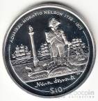 Брит. Виргинские острова 10 долларов 2005 Жизнь Адмирала Г. Нельсона №1