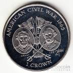 Остров Мэн 1 крона 1999 Миллениум - Гражданская война в США Грант и Ли