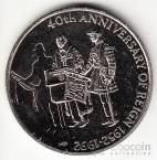 Фолклендские острова 50 пенсов 1992 40 лет Правления