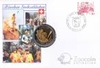 Швейцария 5 франков 2001 Снеговик (конверт с маркой)