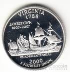 США 25 центов 2000 Штаты США - Virginia (серебро, S)