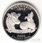 США 25 центов 2004 Штаты США - Wisconsin (серебро, S)
