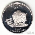 США 25 центов 2005 Штаты США - Kansas (серебро, S)