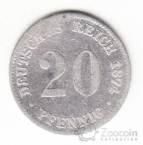 Германия 20 пфеннигов 1874 В