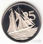 Каймановы острова 25 центов 1975 (Proof)