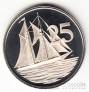 Каймановы острова 25 центов 1975 (Proof)