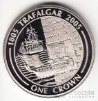 Гибралтар 1 крона 2005 Трафальгарская битва - Похоронный корабль и документ