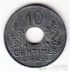 Франция 10 сентим 1942 Оккупация (правительство Виши)