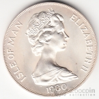 Остров Мэн 1 крона 1980 Зимние Олимпийские игры в США (серебро)