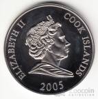 Острова Кука 1 доллар 2005 Зимние Олимпийские игры в Турине