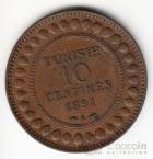 Тунис 10 сентим 1891