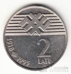 Латвия 2 лата 1993 75 лет Независимости