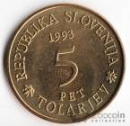 Словения 5 толаров 1993 300-летие Академии лабораторных исследований пчел