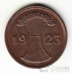 Германия 2 рентенпфеннига 1923 D