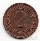 Германия 2 рентенпфеннига 1923 D