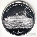 Остров Мэн 1 крона 1994 Вторая Мировая война D-Day - Начало высадки (серебро)
