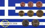 Греция набор 8 монет евро 2008 (блистер)
