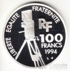Франция 100 франков 1994 Мировой кинематограф - Чарли Чаплин