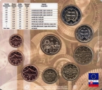 Словакия набор 8 монет евро 2019 с жетоном Аурель Стодола (блистер)