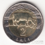 Латвия 2 лата 1999 Корова