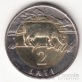 Латвия 2 лата 1999 Корова