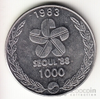 Республика Корея 1000 вон 1983 Барабанщица