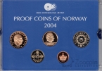 Норвегия набор 5 монет 2004 150 лет Железной дороге (Proof, блистер)