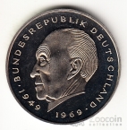 ФРГ 2 марки 1977 Конрад Аденауэр (Разные дворы, BU)