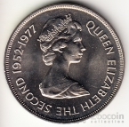Фолклендские острова 50 пенсов 1977 Герб - 25 лет Коронации