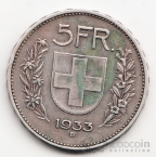 Швейцария 5 франков 1933