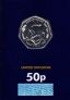 Великобритания 50 пенсов 2020 Игуанодон (карта)