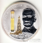 Острова Кука 10 долларов 2008 Джон Рокфеллер (со вставкой капсулы с нефтью)