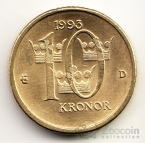 Швеция 10 крон 1991-1993
