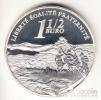 Франция 1 1/2 евро 2005 Наполеон Бонапарт - 200 лет Победы при Аустерлице (коробка)