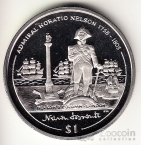 Брит. Виргинские острова 1 доллар 2005 Жизнь Адмирала Г. Нельсона №1